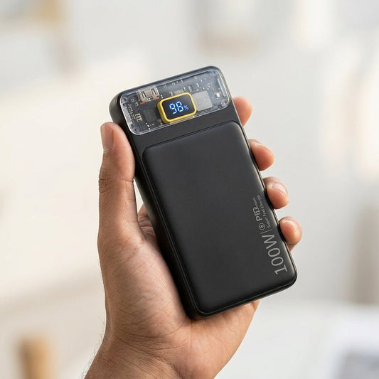 100W PD Super Fast Charging Power Bank — Digital Display, Dual LED Flashlight, USB - C & USB - A Output | Xccessories - Xccessories.pk