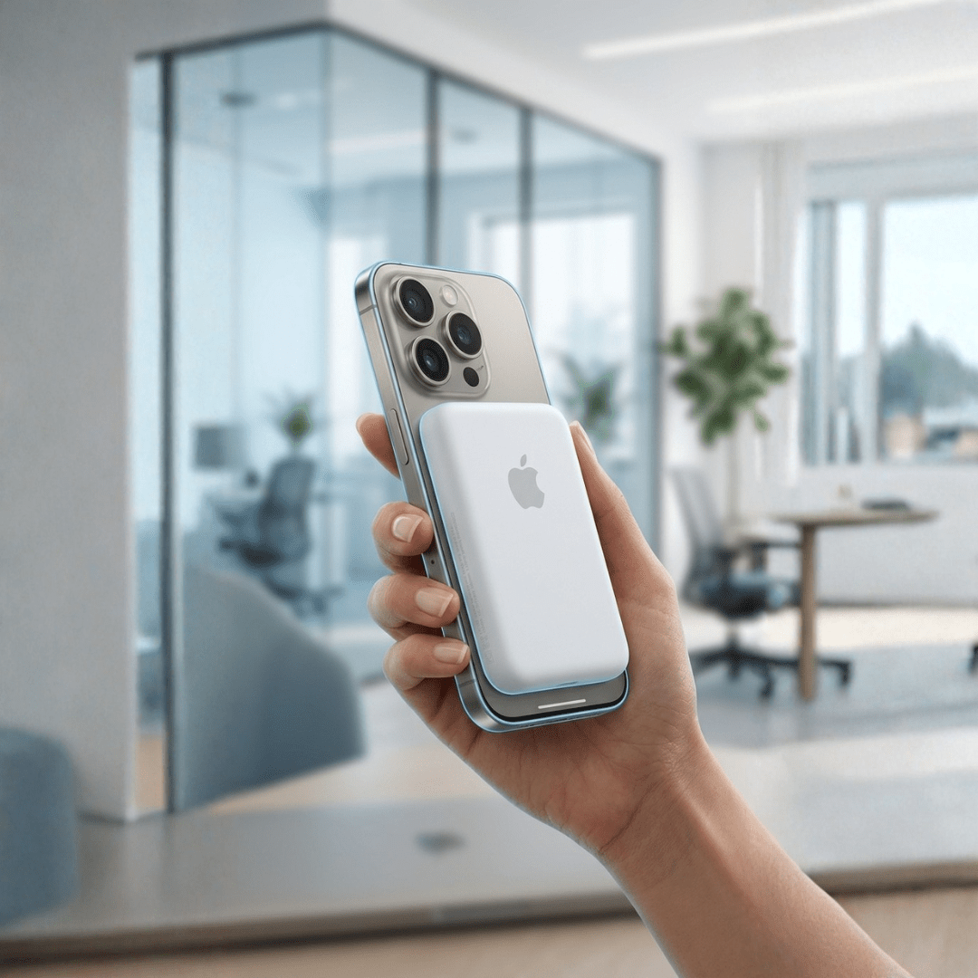 iPhone Wireless Power Bank 10000mAh White — MagSafe Style | Qi | USB - C | Premium - Xccessories.pk