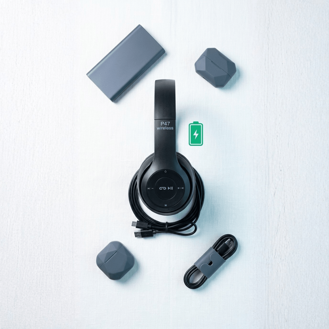 P47 Wireless Over - Ear Headphones — Deep Bass | 12Hr Battery | Bluetooth 5.0 | Foldable - Xccessories.pk