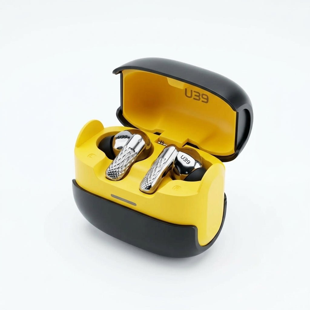 U39 True Wireless Bluetooth Earbuds — Chrome Metallic Design, Touch Controls, Compact Charging Case | Xccessories - Xccessories.pk