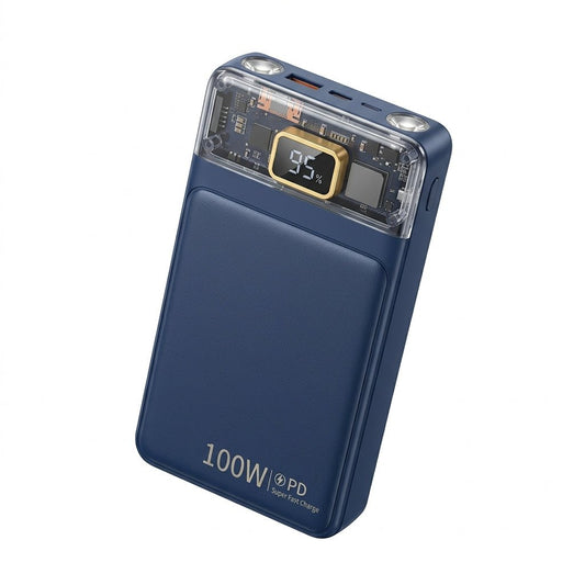 100W PD Super Fast Charging Power Bank — Digital Display, Dual LED Flashlight, USB - C & USB - A Output | Xccessories - Xccessories.pk