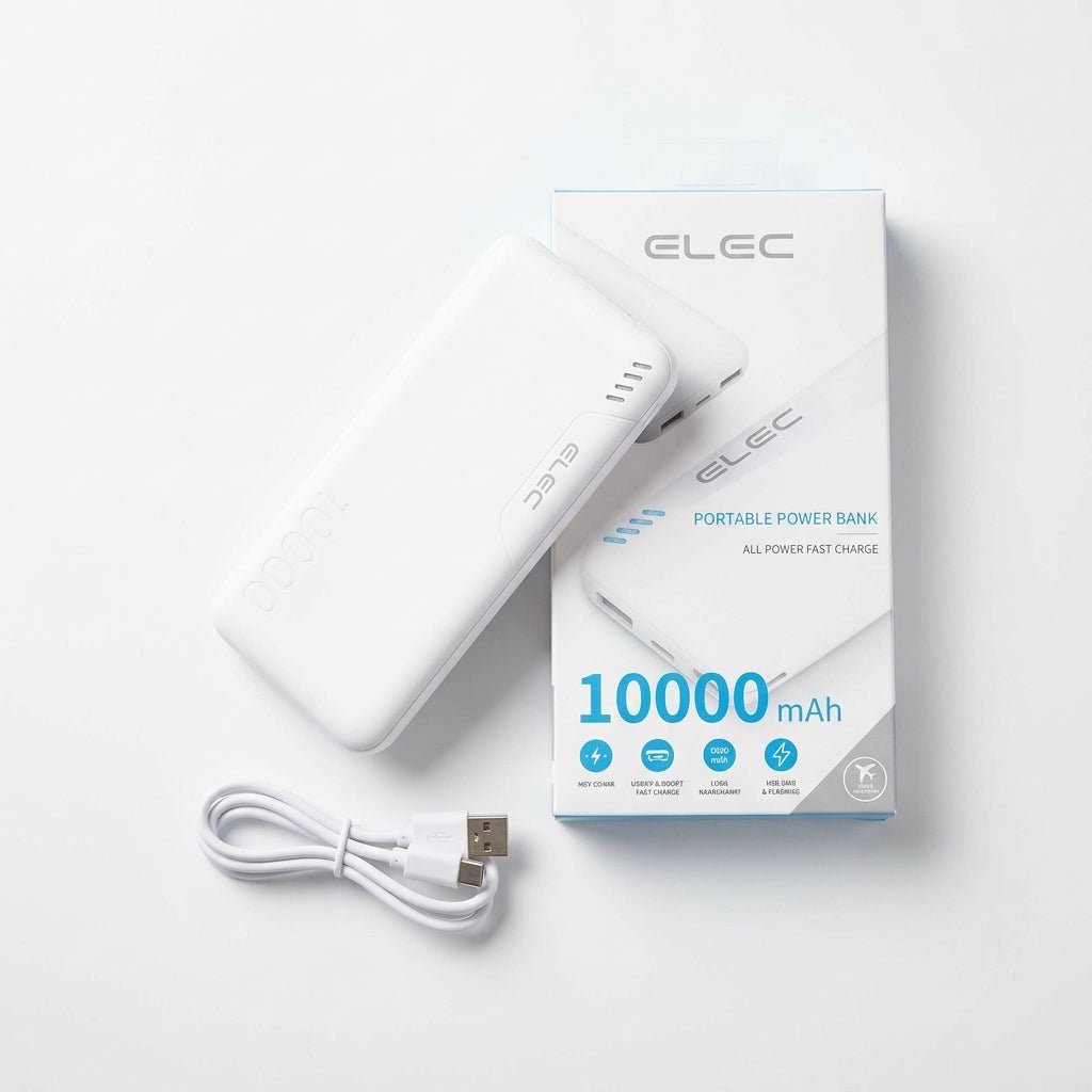ELEC 10000mAh Slim Portable Power Bank — Lightweight, LED Indicator, Dual Output | Xccessories - Xccessories.pk