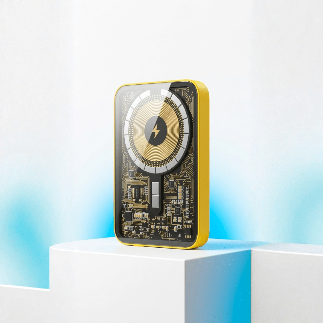 iPhone Wireless Power Bank 5000mAh Yellow — MagSafe Style | Slim | Qi Charging - Xccessories.pk