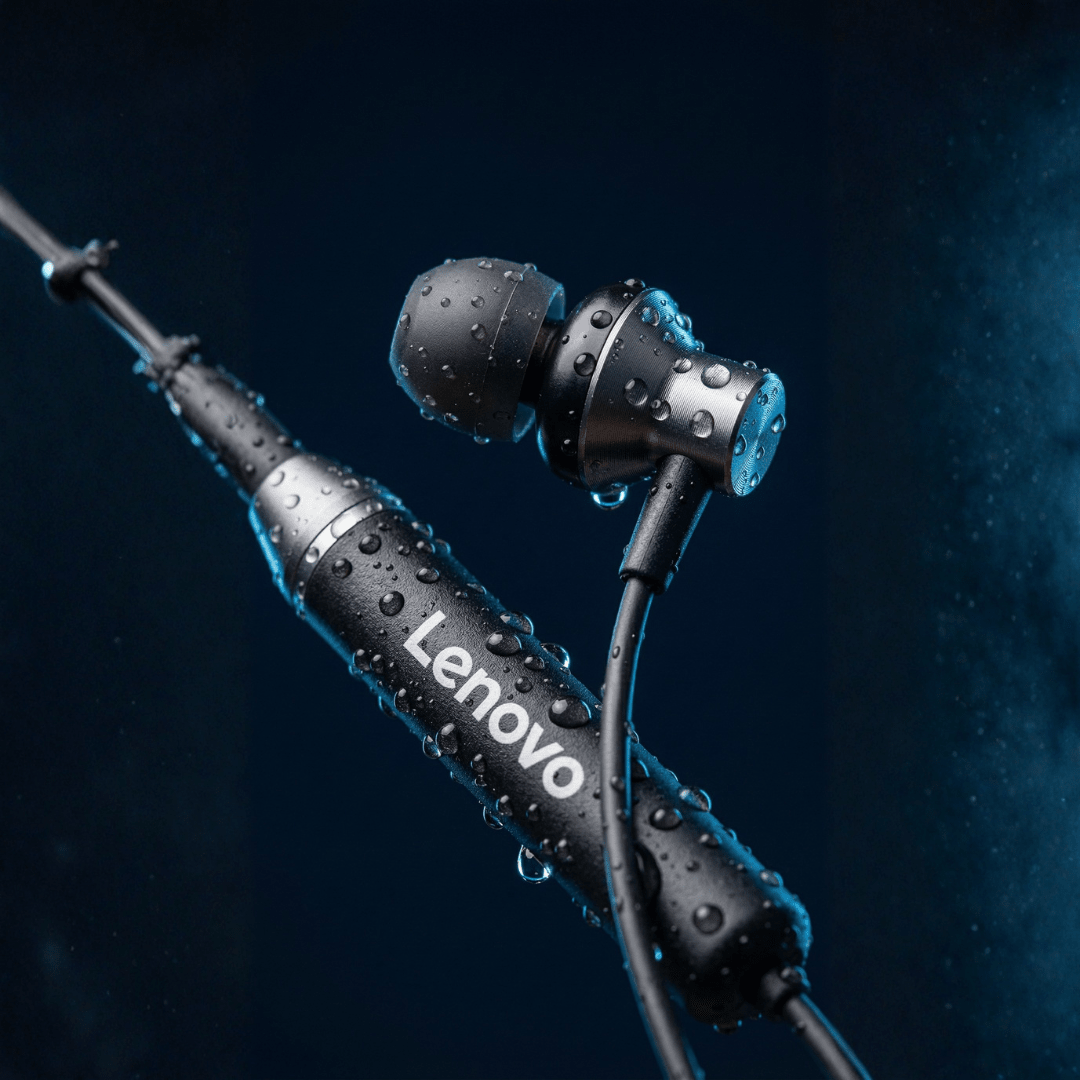 Lenovo Wireless Neckband — Super Bass | Bluetooth 5.0 | 10Hr | IPX5 | Low Latency Gaming - Xccessories.pk