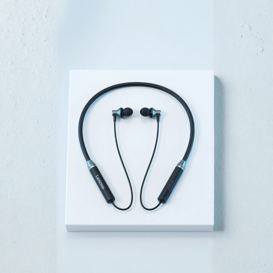 Lenovo Wireless Neckband — Super Bass | Bluetooth 5.0 | 10Hr | IPX5 | Low Latency Gaming - Xccessories.pk