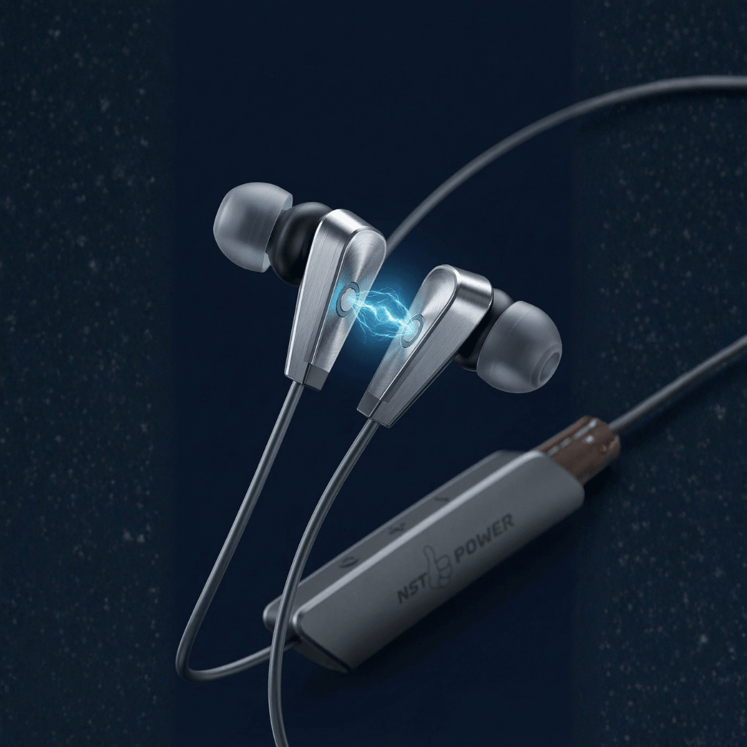 NST Wireless Neckband — Hi - Fi Sound | Magnetic | Long Battery | Built - in Mic | Daily Use - Xccessories.pk