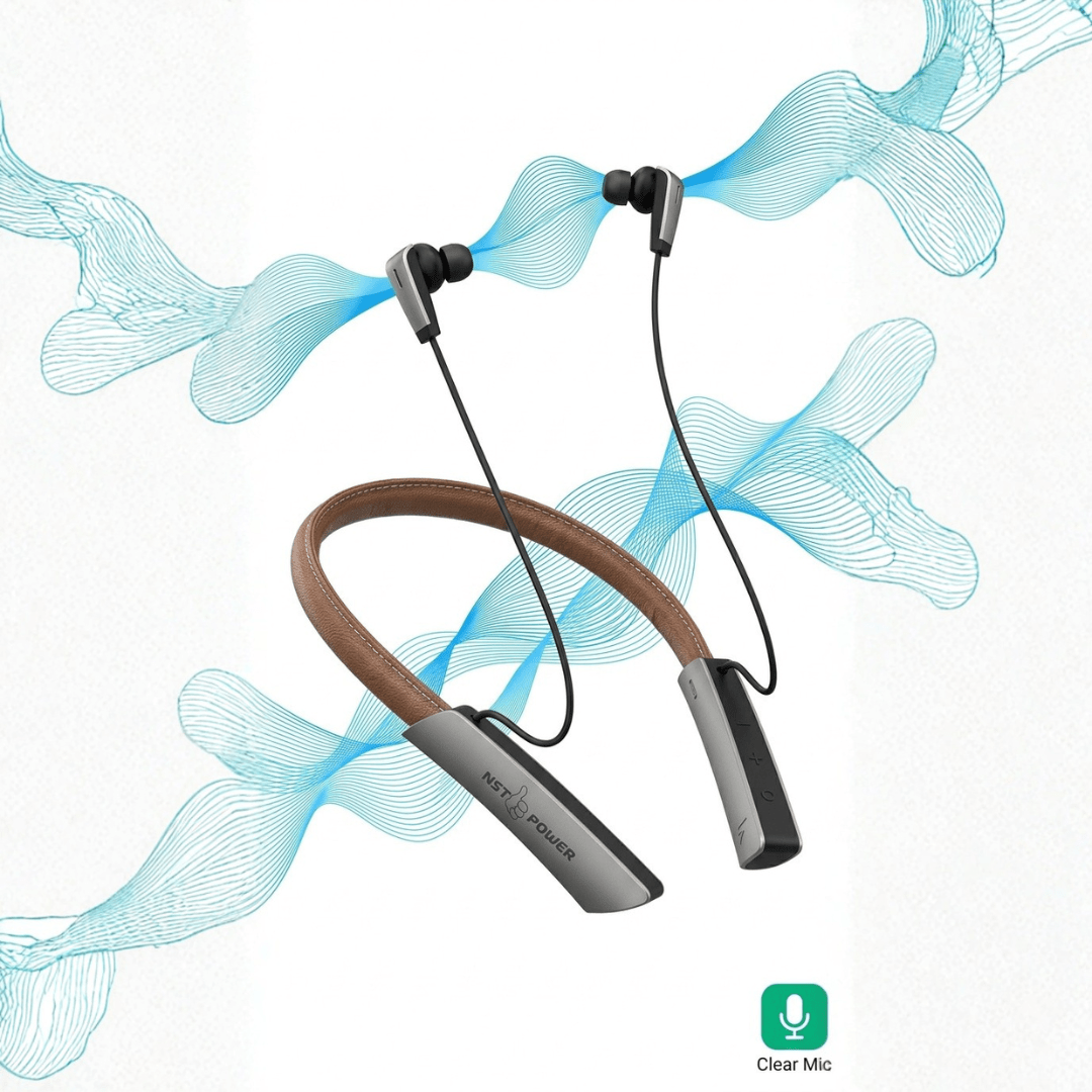 NST Wireless Neckband — Hi - Fi Sound | Magnetic | Long Battery | Built - in Mic | Daily Use - Xccessories.pk