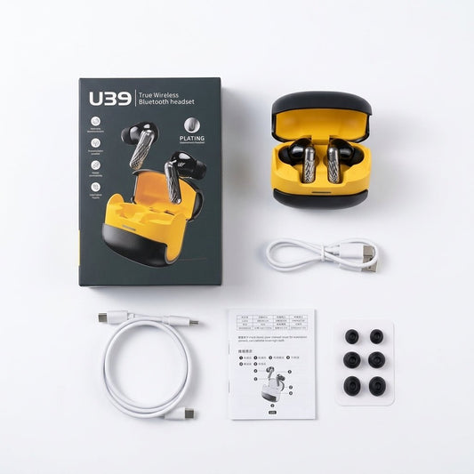 U39 True Wireless Bluetooth Earbuds — Chrome Metallic Design, Touch Controls, Compact Charging Case | Xccessories - Xccessories.pk
