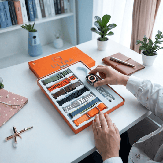 Watch Ultra 7 - in - 1 — 7 Straps, 1 Watch, Infinite Style | AMOLED | Calling - Xccessories.pk